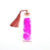 Grand marque page transparent et rose avec une fleur rose et son pompon – Image 2